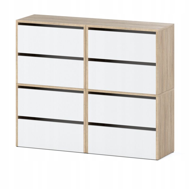 Duża Szafka Na Buty Stiv-Meble 8 Drzwi 4 Moduły 120Cm Dąb Sonoma Biały Mat 120X36X100 Cm 1Szt.