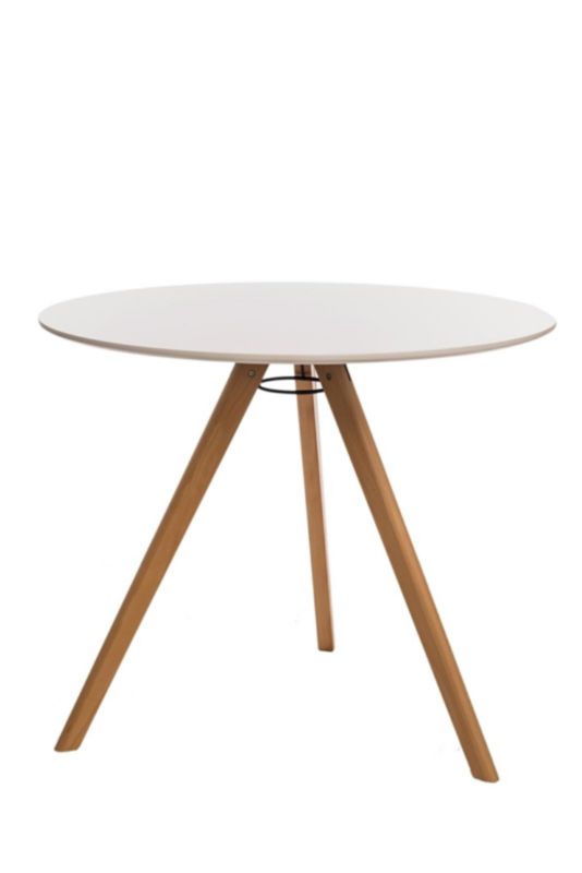 Stół okrągły do jadalni Rocket INTESI biały blat drewniane nogi nowoczesny 90 cm 1 szt.
