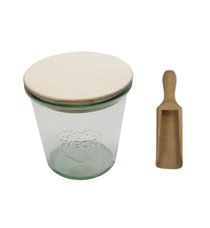Słoik MODO24 Weck 580 ml fi 100 mold drewniane wieko miarka 1 kpl.