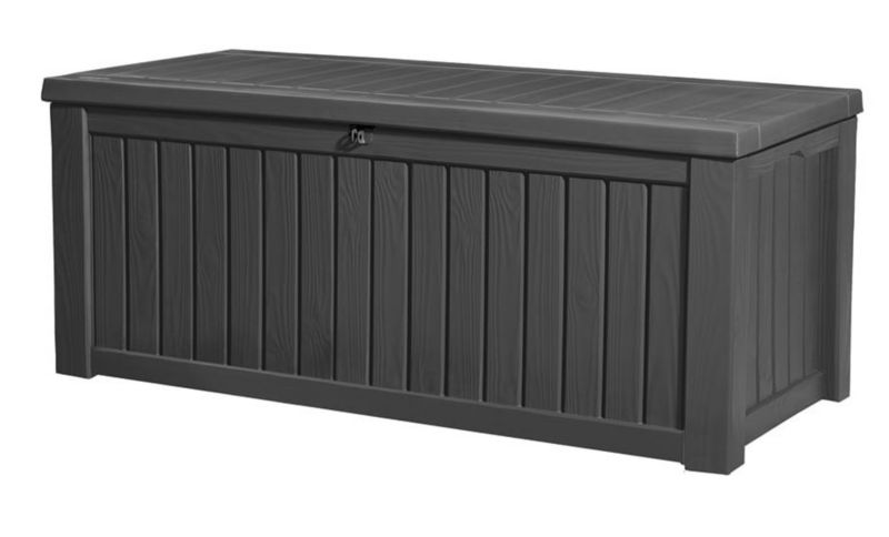 Skrzynia Ogrodowa Keter Rockwood 570L 155x72.4x64.4cm z Siedziskiem 350kg Grafitowa 1 szt.