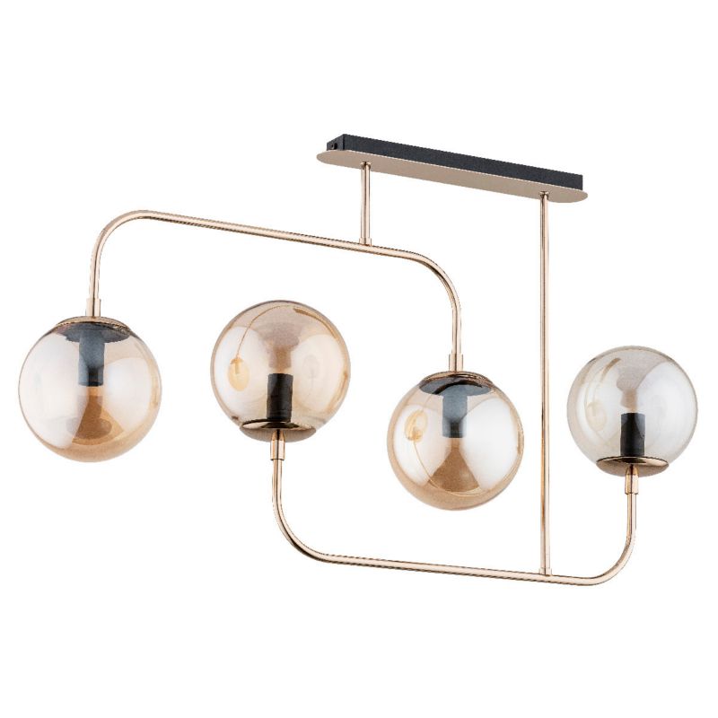 Lampa sufitowa wisząca Alfa Trevi 0444 złoto-bursztynowy-czarna nowoczesna 4xE14 x 10W 1 szt.