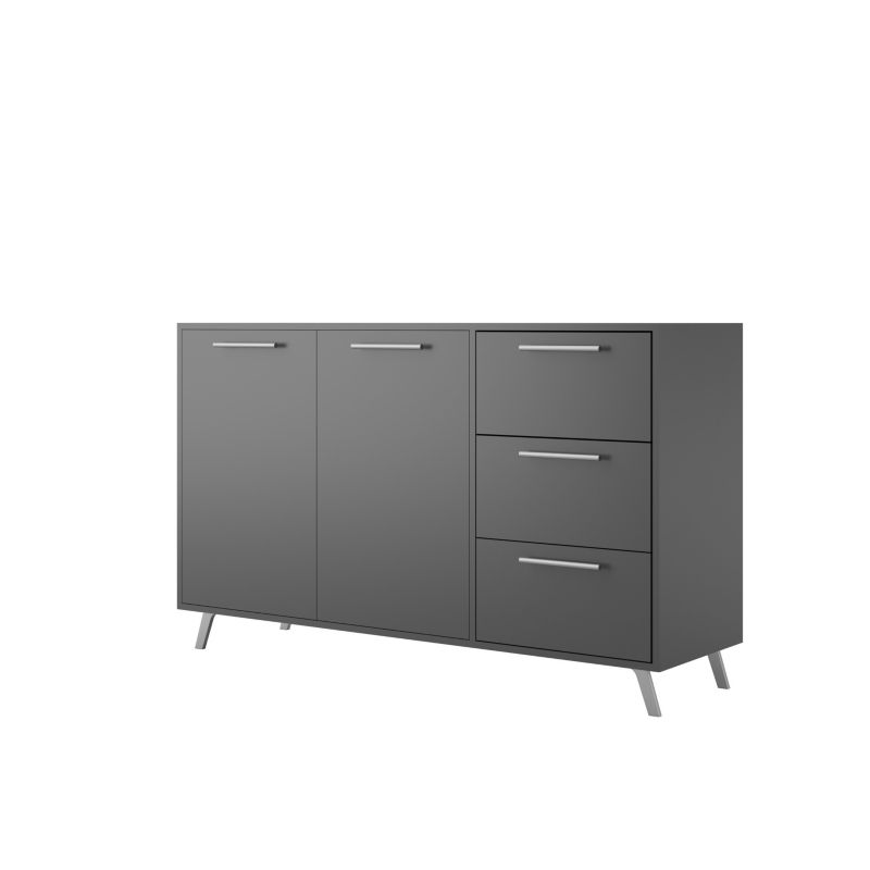 Komoda dwudrzwiowa z szufladami Bettso Ball ze srebrnymi uchwytami grafit 1szt.