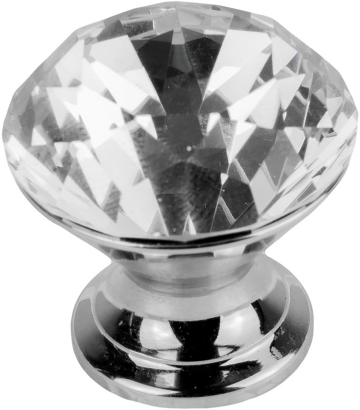 Gałka Schaffner Ava kryształowa okrągła fi 35 mm biała