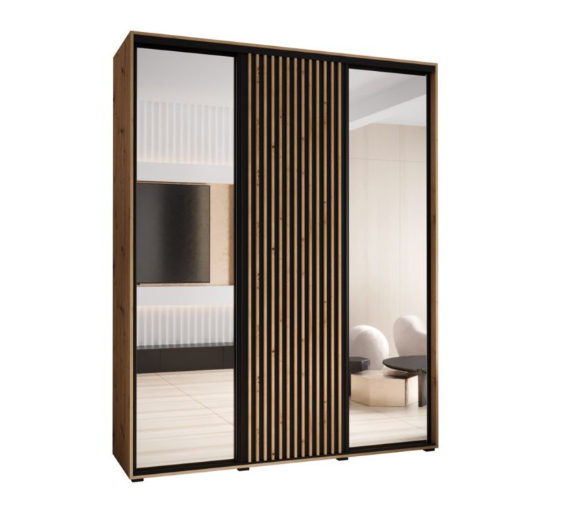 Szafa przesuwna Garderoba Abiks LANKO 2 190 gł. 45 artisan/czarny 1 szt.