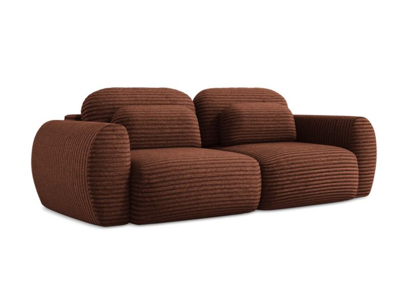 Kanapa 3-osobowa z funkcją spania LaMiaSofa PECORINI z tkaniny sztruksowej 266x121 cm terakota 1 szt.