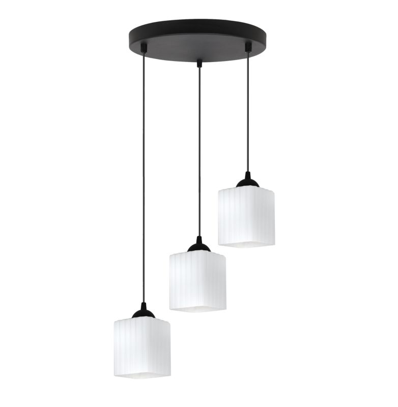 Lampa sufitowa wisząca Light Home LH Riffle okrągła 3x E27 60W czarny/biały 1szt.