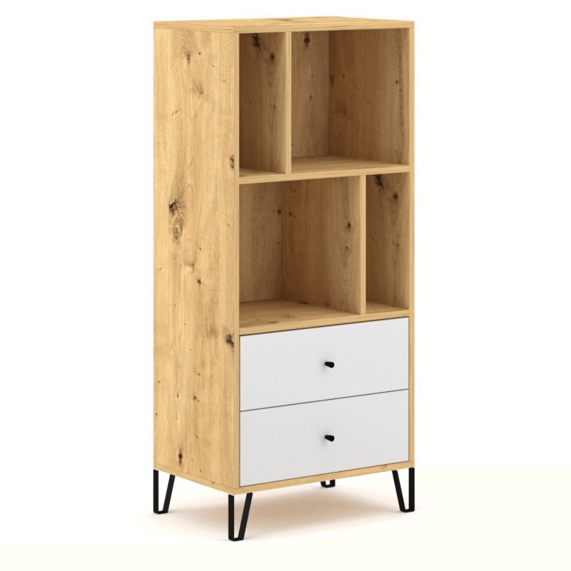 Regał z Szufladami BACARDI Mebel Elite Dąb artisan/biały do Salonu Nowoczesny 1 szt