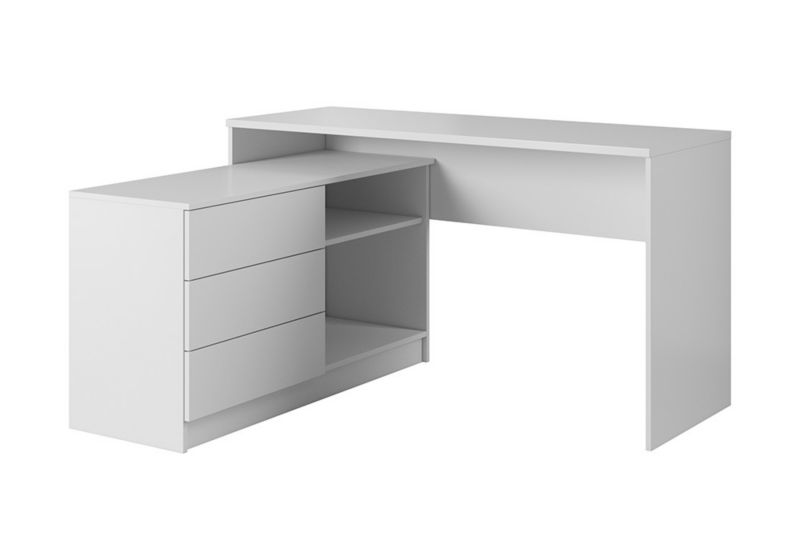 Biurko narożne z szufladami i półkami Bettso Smart 138 cm uniwersalne biały 1szt.