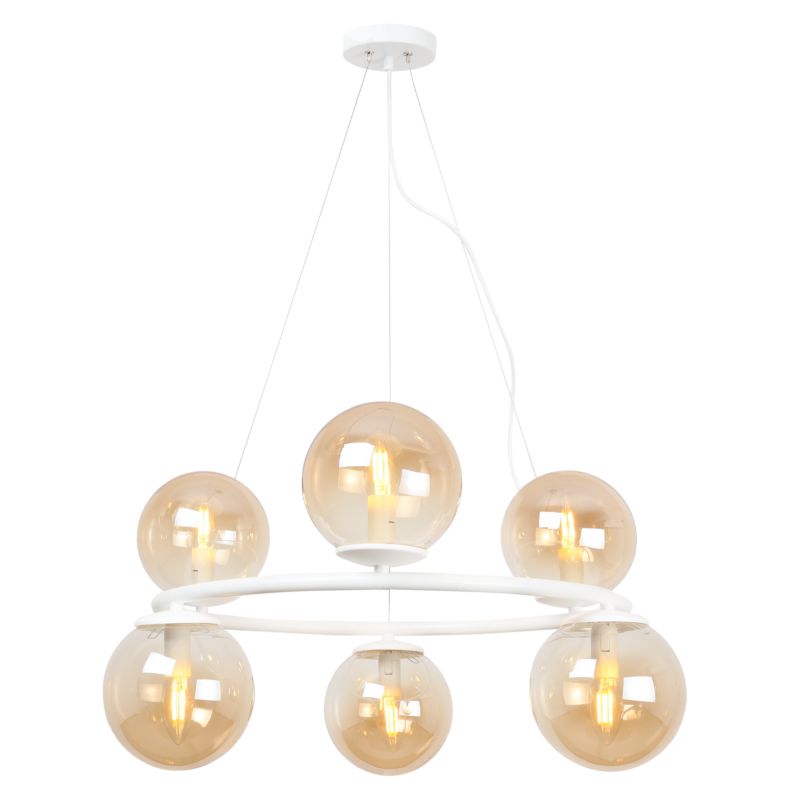 Lampa sufitowa wisząca Light Home LH Aura 6x E14 40W biały klosz miodowy 1szt.