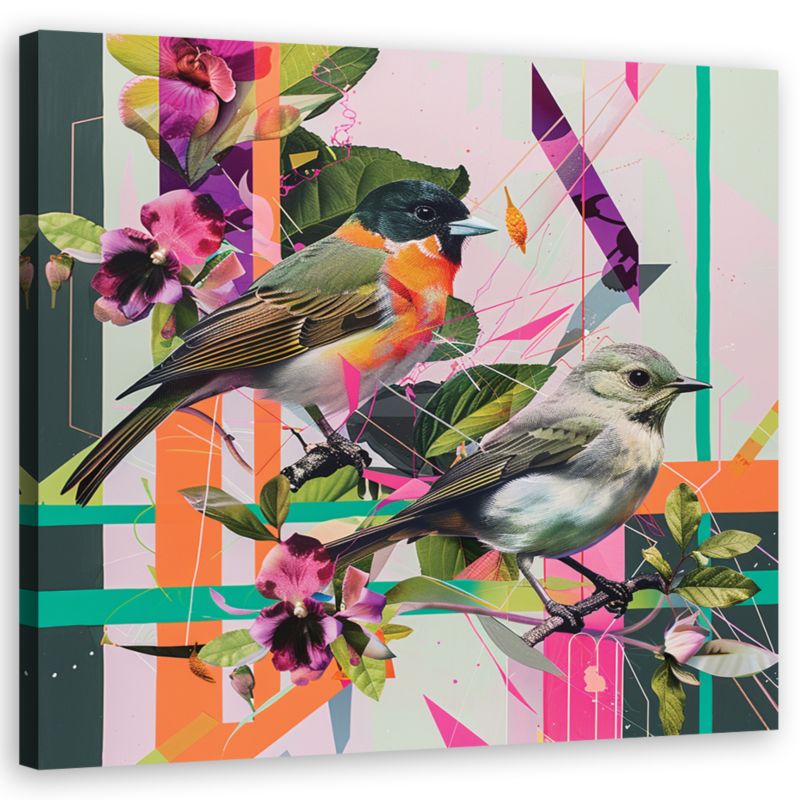 Obraz do salonu sypialni Feeby Ptaki Abstrakcja Kolorowe 40x40 cm 1szt