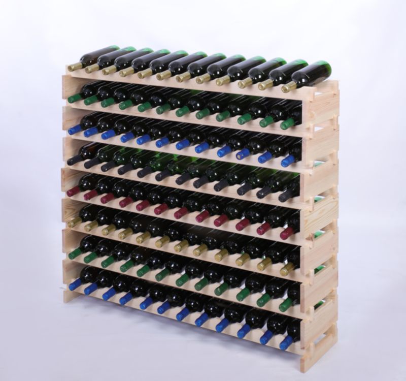 Stojak na wino MODO24 regał modułowy na butelki 8 leżni x 12 butelek montaż bez narzędzi naturalne drewno 1 szt.