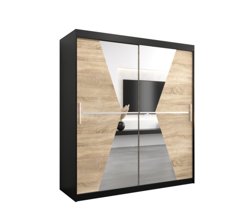 Szafa przesuwna Garderoba Abiks MAROKO 180 czarny sonoma 1 szt.