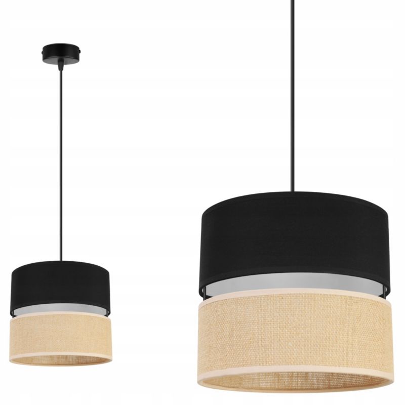 Lampa sufitowa wisząca Light Home LH Juta 1x E27 60W abażur 20cm tkanina czarny 1szt.