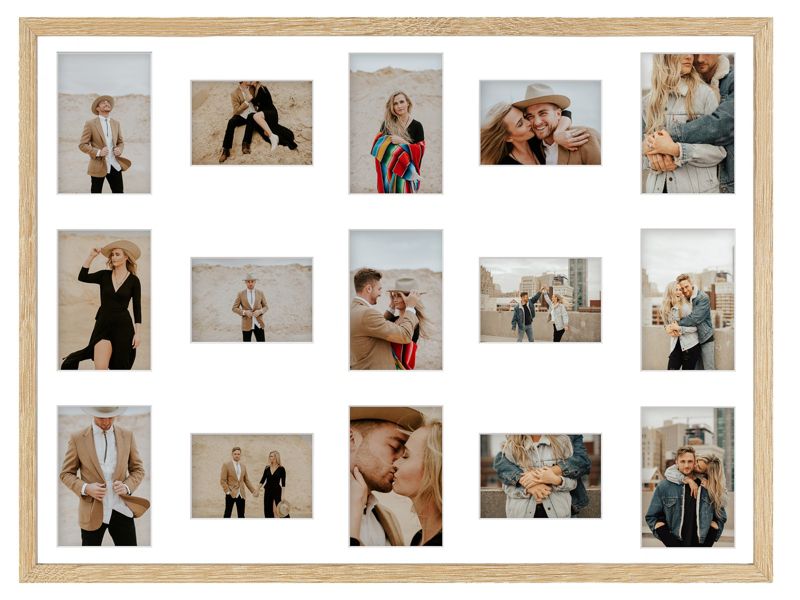 Ramka na 15 zdjęć Hekla 60x80x15 MDF galeria sonoma jasna 1szt.