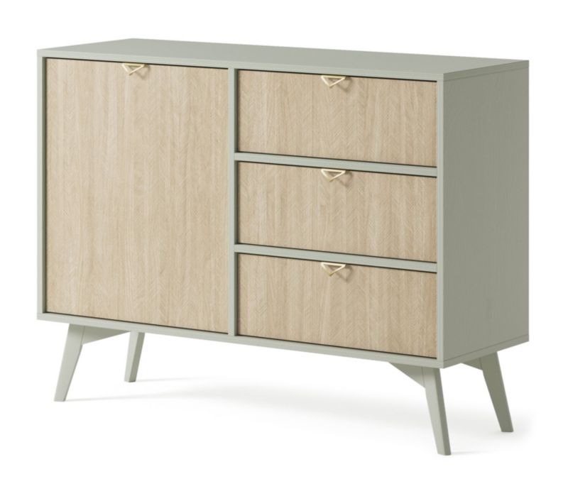 Komoda jednodrzwiowa z szufladami Bettso Firr 106 cm eukaliptus jodełka skandi 1szt.