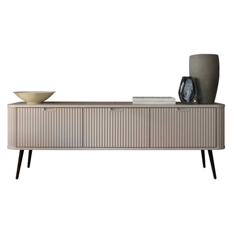 Szafka rtv trzydrzwiowa Bettso Zova 168 cm na czarnych nogach kaszmirowy beż 1szt.