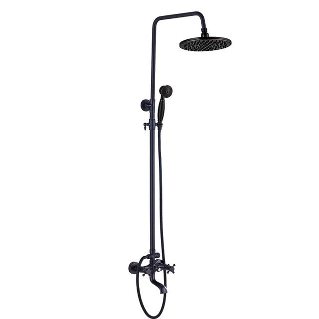 Bateria prysznicowa Lauferi EUFONIA mosiężna z deszczownicą czarna retro 1 szt.