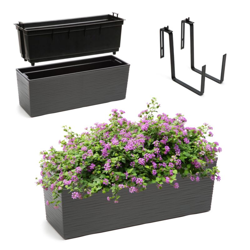 Doniczka KADAX Skrzynka Balkonowa Uchwyty 19x56cm Grafit 1szt.