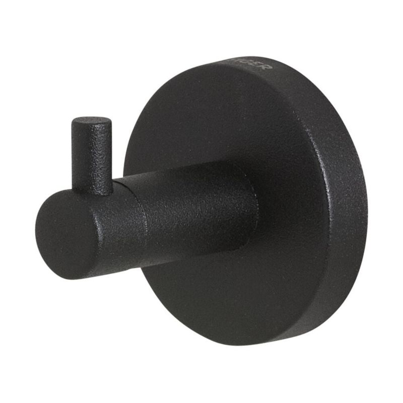 Wieszak na ręcznik Tiger Boston czarny mat, montaż ścienny, w zestawie 1 szt.