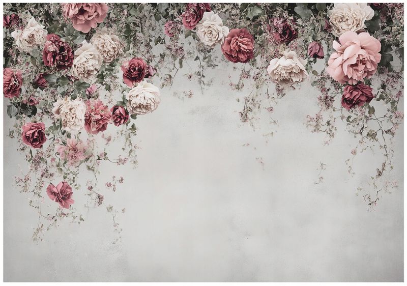Tapeta Ścienna Kwiaty Beton WALLARENA 300x210 cm Fototapeta Na Flizelinie 1 szt.