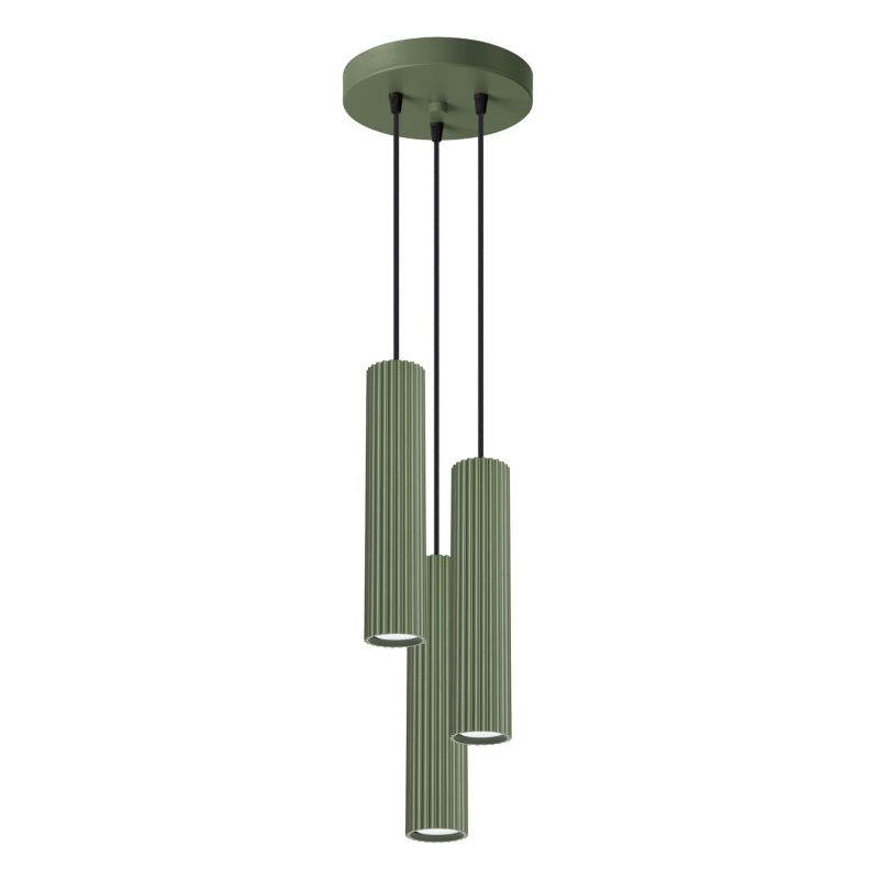 Lampa wisząca Sollux Lighting Karbon 0928 zielony oliwkowo-czarna nowoczesna 3xGU10 x 1 szt.