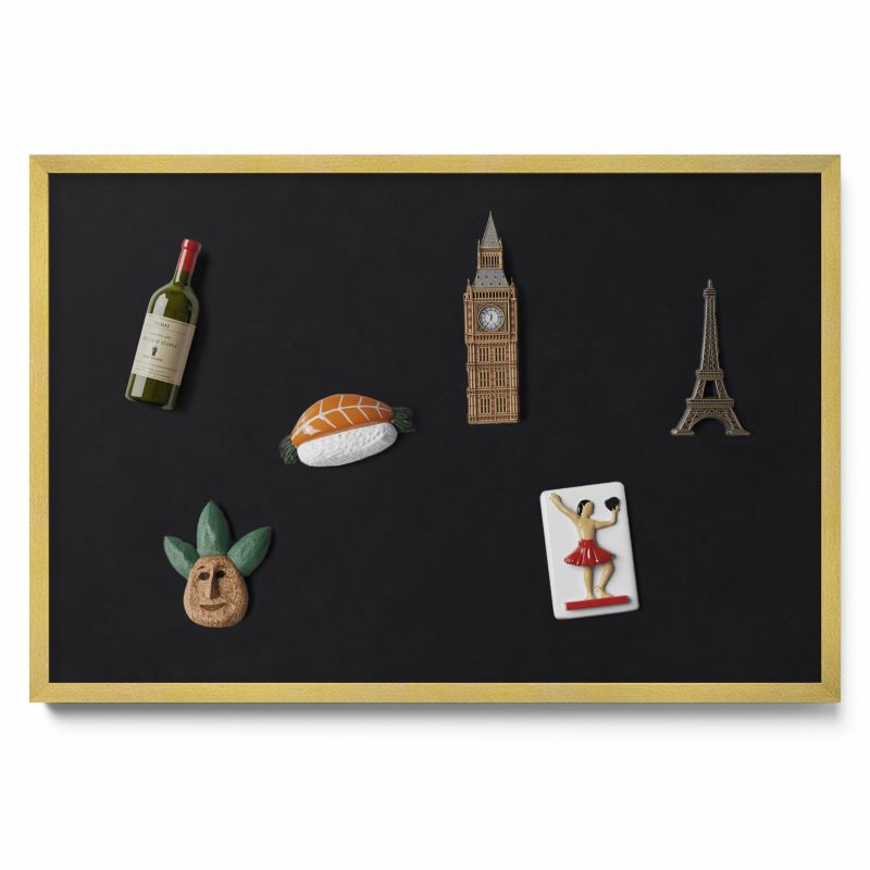 Tablica na magnesy z podróży Tulup 60x40 cm Kolor czarny w złotej ramie 1 szt.