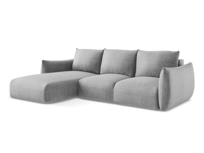 Narożnik lewostronny z funkcją spania LaMiaSofa SAVONA z tkaniny strukturalnej 242x162 cm jasny szary 1 szt.