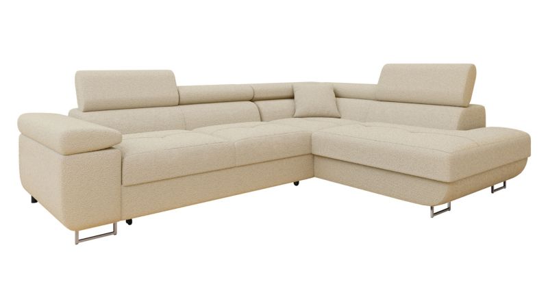 Narożnik z funkcją spania MIRJAN 24 Torezio Premium prawy jasnobeżowa bukla 1 szt.