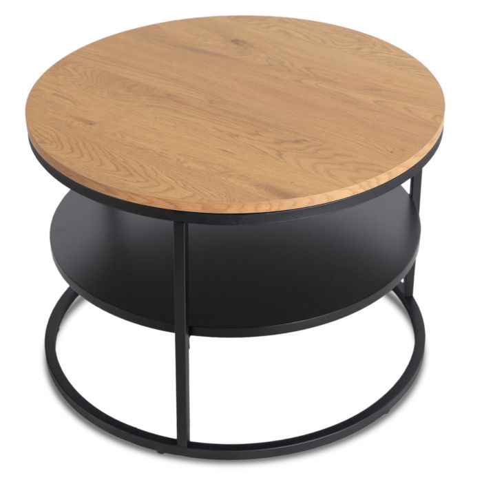 Stolik Kawowy Best 70 cm Mebel Elite z Półką Dąb/Czarny 1 szt