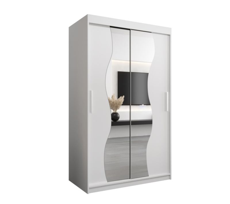Szafa przesuwna Garderoba Abiks MADRYT 120 biały mat + biały mat 1 szt.