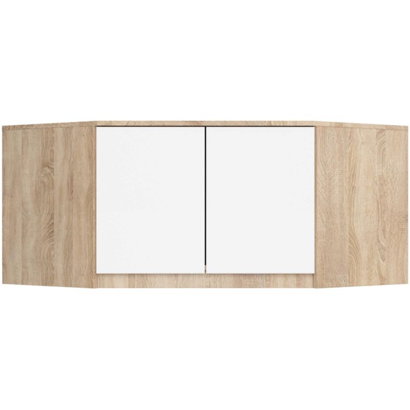 Nadstawka na szafę Akord S100 Dąb Sonoma 100 cm 2 drzwi kolor Biały mat 3 półki 100x50x55 cm 1 szt.