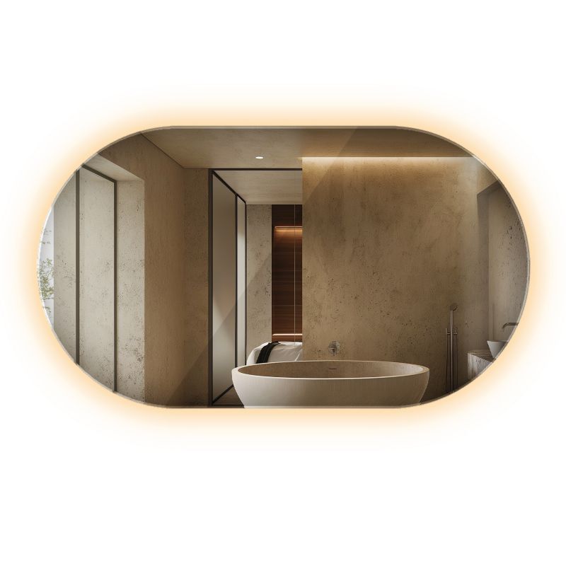 Lustro Owalne LED ArtPrintCave 58 x 100 cm Boho Ciepłe Duże Wiszące Eleganckie 1 szt.