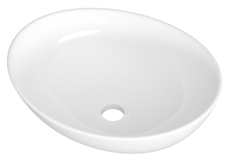 Umywalka Nablatowa Granitan Tono Owalna Ceramiczna Biała 1szt.