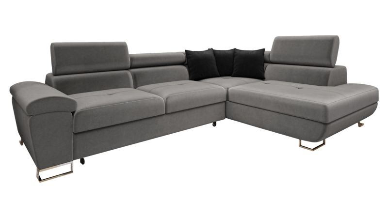 Narożnik z funkcją spania MIRJAN 24 Cotere prawy platynowy szary/czarny 1 szt.