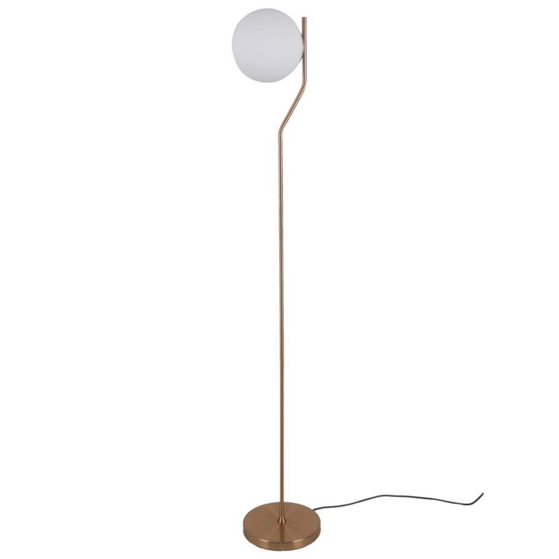 Lampa podłogowa stojąca Italux Carimi mosiądz-biała 1 x E27 x 5W wym: 152 x 20 x 20 cm - 1 szt.