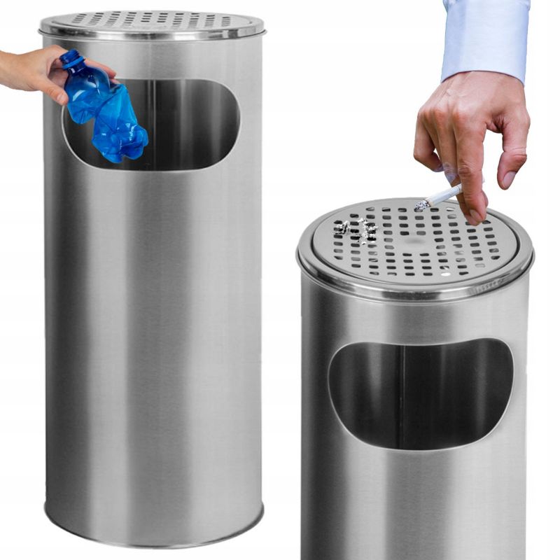 Koszopopielnica Metlex okrągła kosz na śmieci kubeł 12L srebrna 1 szt.