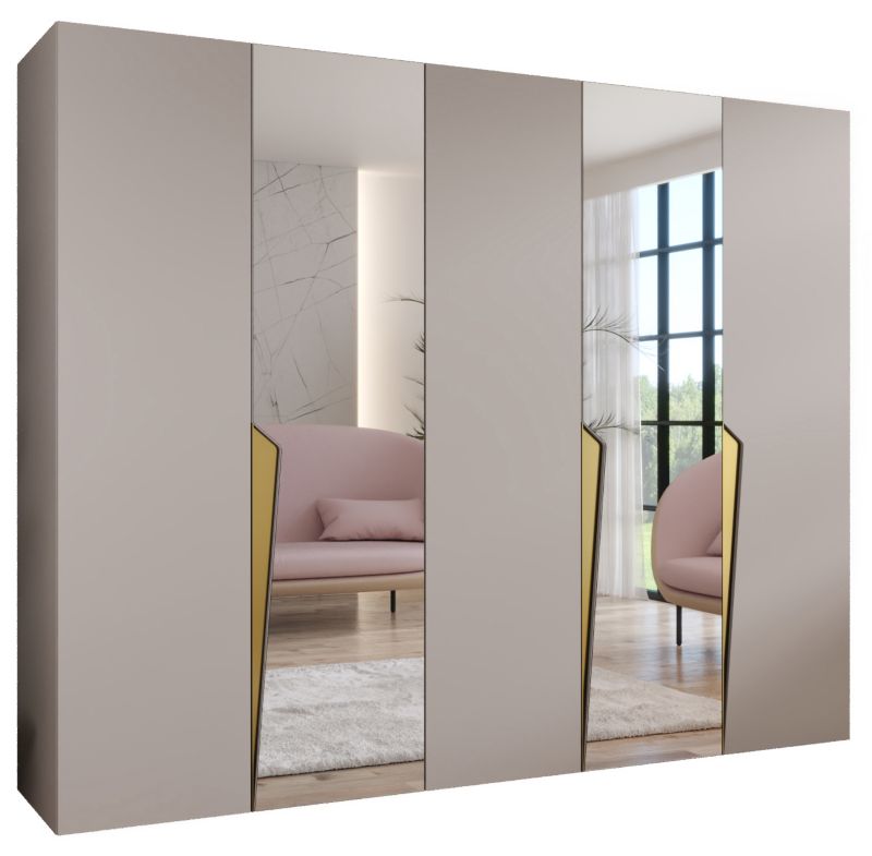 Szafa uchylna z lustrem otwierana Abiks PIANO 2 250 wys 202 cm Kaszmir + Złoty 1 szt
