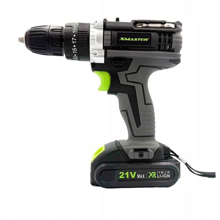 Udarowa wiertarko wkrętarka XMaster akumulatorowa bity nasadki walizka zestaw 2x akumulator 1 szt