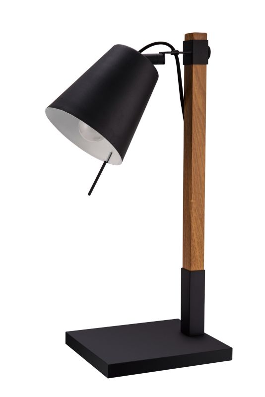 Lampa stołowa GoodHome Menonry 1-punktowa E27 czarna / drewno