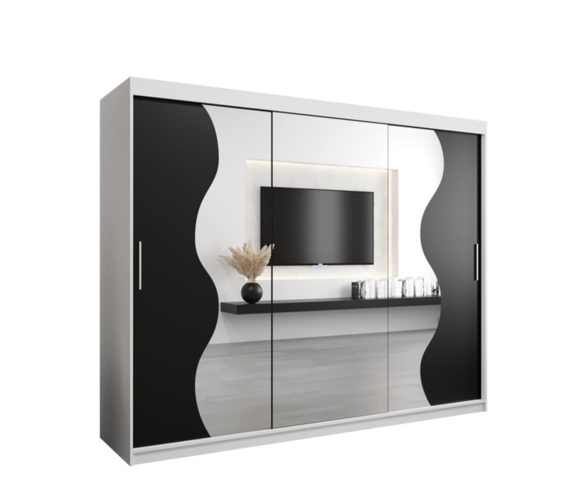 Szafa przesuwna Garderoba Abiks MADRYT 250 biały mat + czarny mat 1 szt.