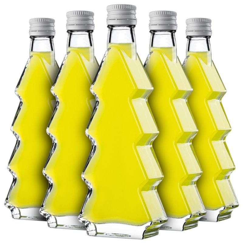 Butelka KADAX szklana choinka 200ml z białą zakrętką 10 szt.