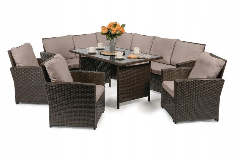 Zestaw mebli ogrodowych Sotogrande narożnik i fotele ciemny brąz 9 osobowy 1 kpl.