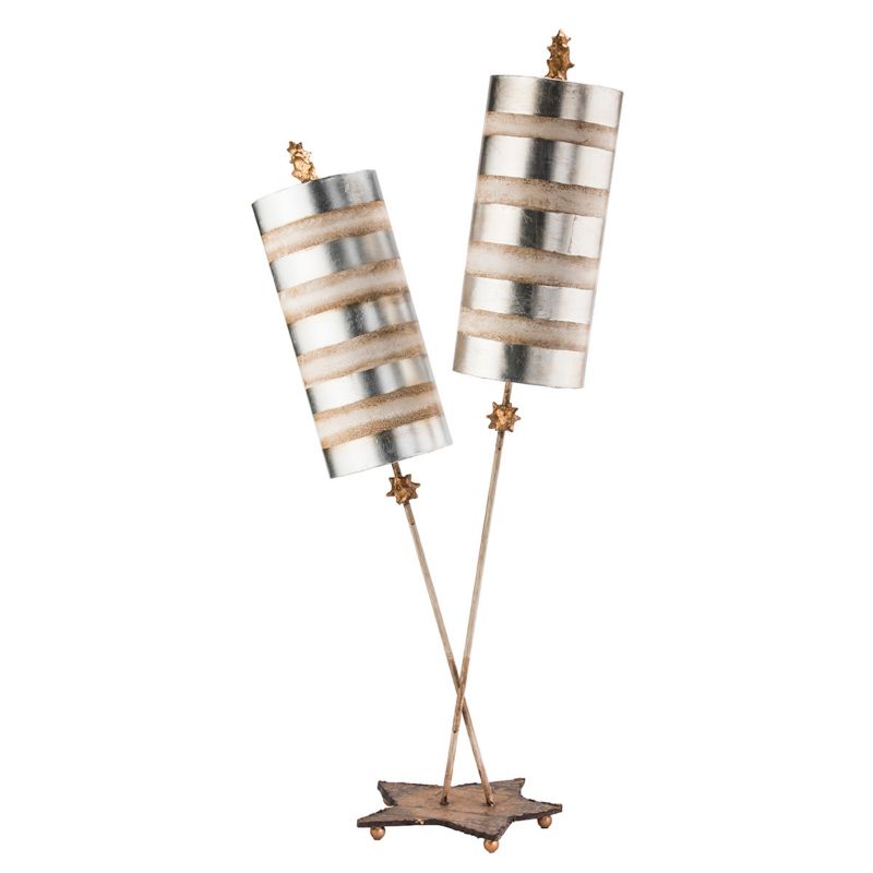 Lampka stołowa Flambeau Nettle Luxe srebrno-kremowa 2 x E27 x 60W IP20 wym: 102.7 x 49.5 x 29 cm metal - 1 szt.