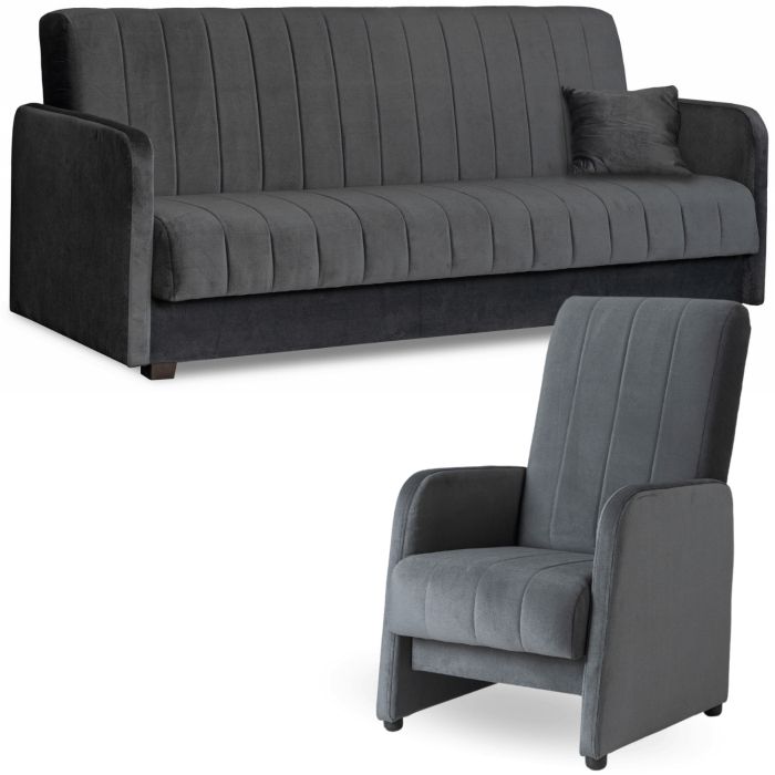 Zestaw Wypoczynkowy Porto Mebel Elite Sofa i Fotel Szary 1 kpl