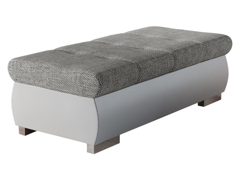 Pufa MIRJAN 24 Orkan Duża biała ekoskóra/ciemnobeżowa plecionka 1 szt.