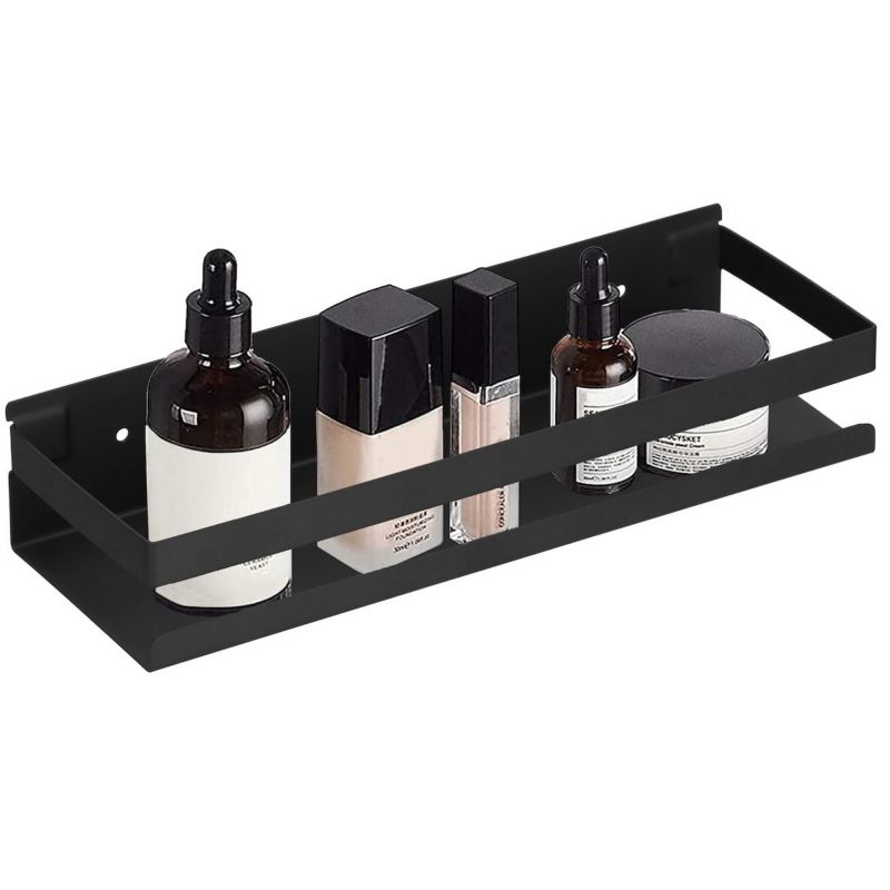 Półka łazienkowa Springos wisząca pod prysznic 30x10 cm stal nierdzewna loft czarna 1 szt.