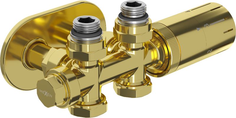 Zestaw termostatyczny kątowy/prosty Mexen G05 złoty 1 szt.