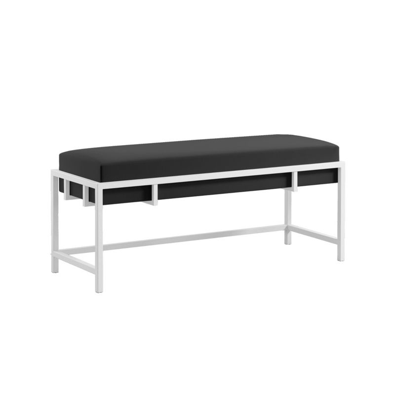 Ławka tapicerowana Bettso Lamo 100 cm nowoczesna w tkaninie royal velvet na białym stelażu czarny 1szt.