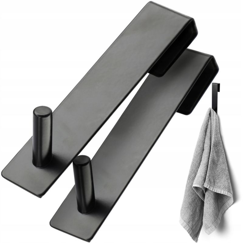 Haczyki KADAX Na Drzwi Wieszak Bez Wiercenia Ręczniki Ubrania Pojedynczy Czarny 2 szt.