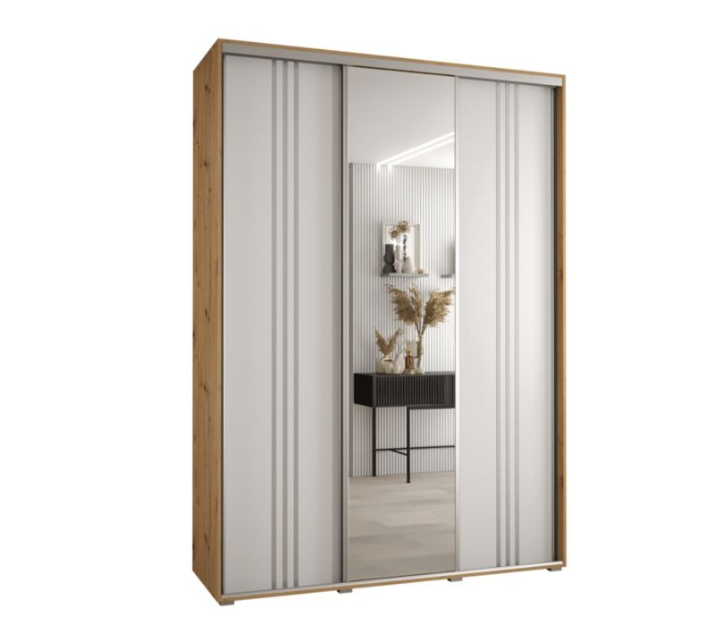 Szafa przesuwna Abiks DAVOS 7 wysoka szer.180cm gł.60cm artisan/biały/srebrny 1szt.